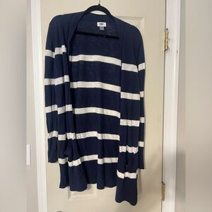 Old Navy Women's Navy and White Striped Cardigan